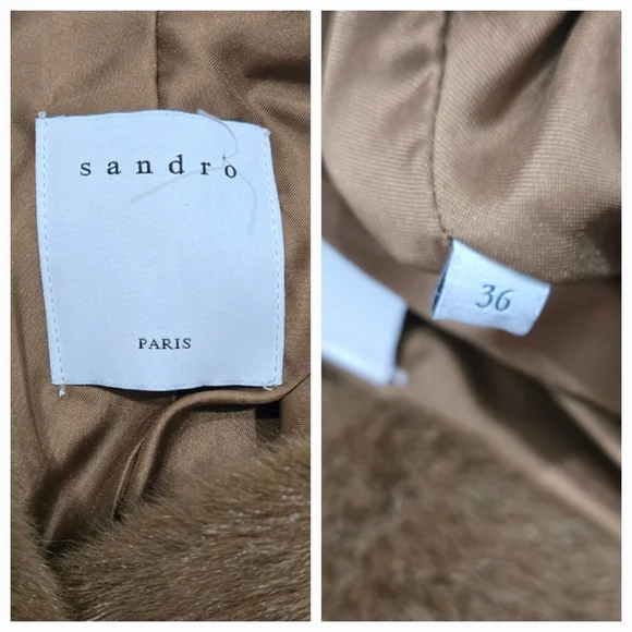 Sandro Badasse Faux Fur Coat Size S/M - Picture 10 of 11